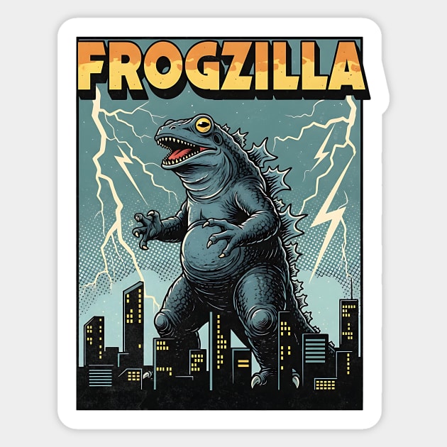 Frogzilla Retro Kaiju Monster Sticker by Designed By Marty